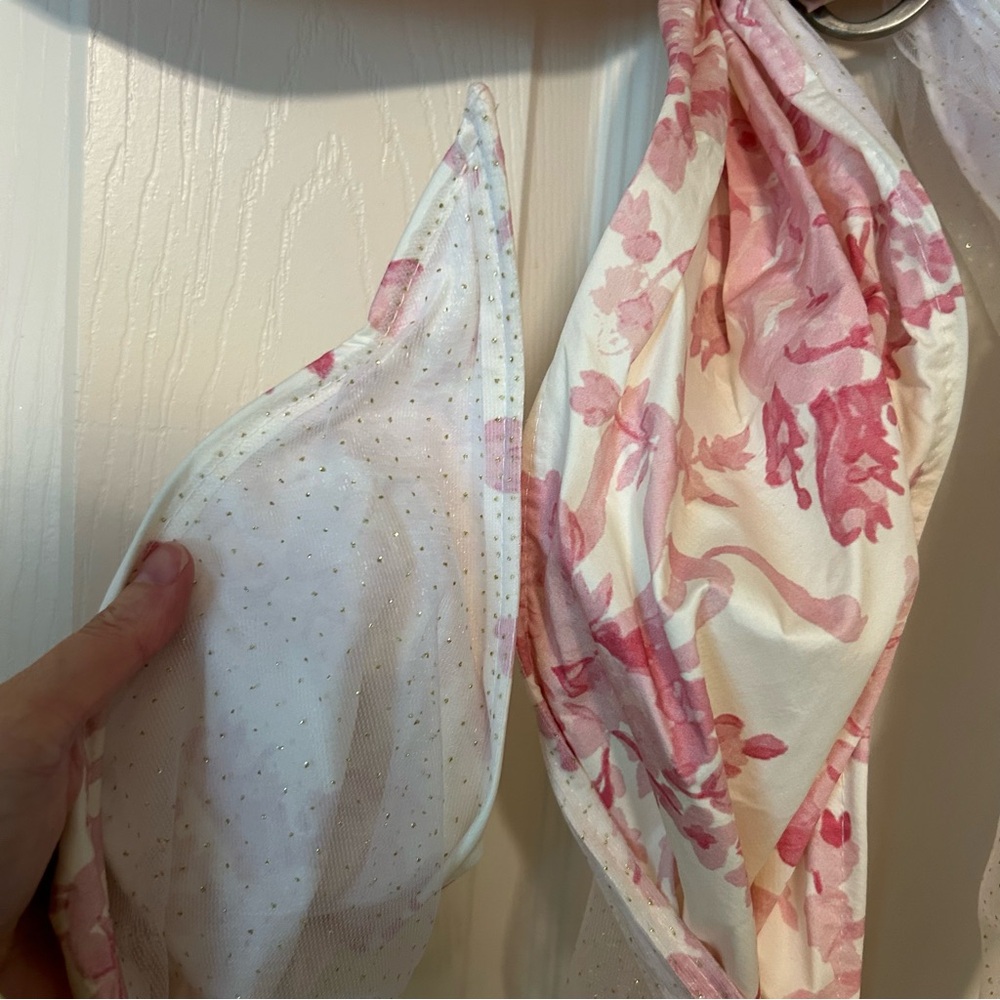 LoveShackFancy x Pottery Barn Pink White Bow Tree Topper Holiday Christmas NWT - Picture 4 of 5